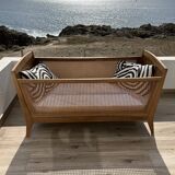 Baby cot in oak and caework