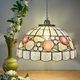 Vintage mother-of-pearl and brass pendant lampshade with fruit decorations