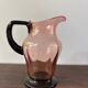Pichet Art déco en verre rose et noir, années 20-30