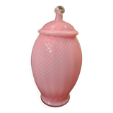 Opalescent pink glass cotton pot