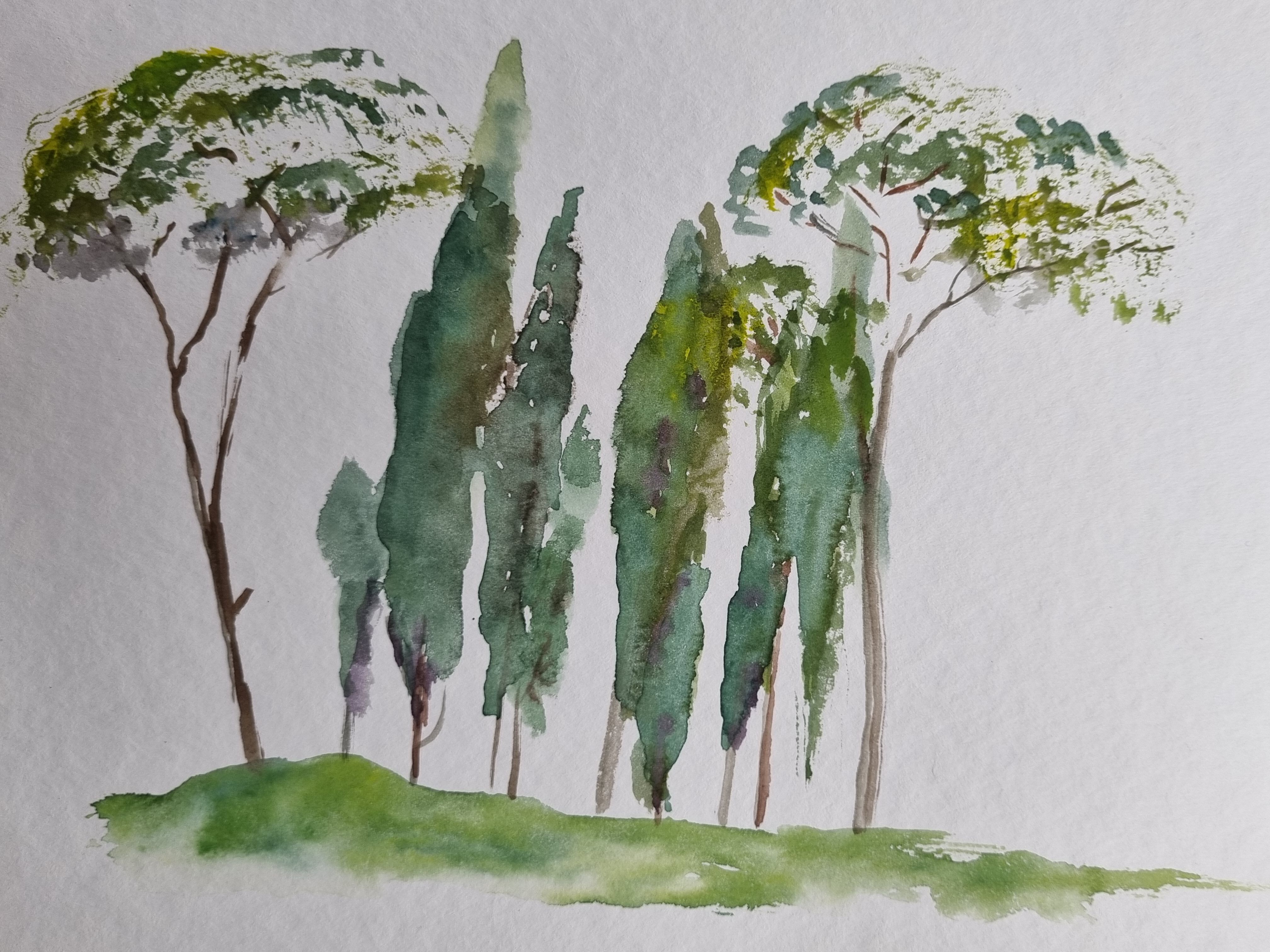 Original watercolour, Mediterranean landscape, 32 x 24 cm