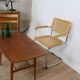 Table basse en teck vintage double plateau 1960 suede