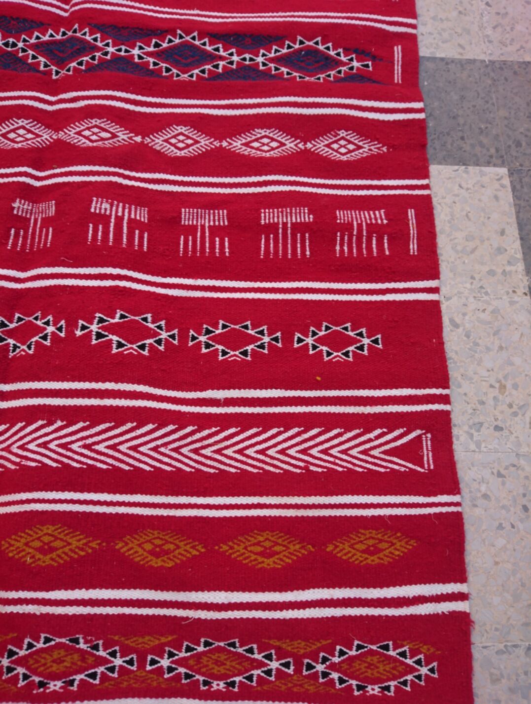 Red corridor handmade carpet large 280x125cm