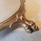 Pair of brass and alabaster candlesticks