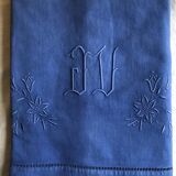 Antique linen and cotton sheet dyed Patmos blue