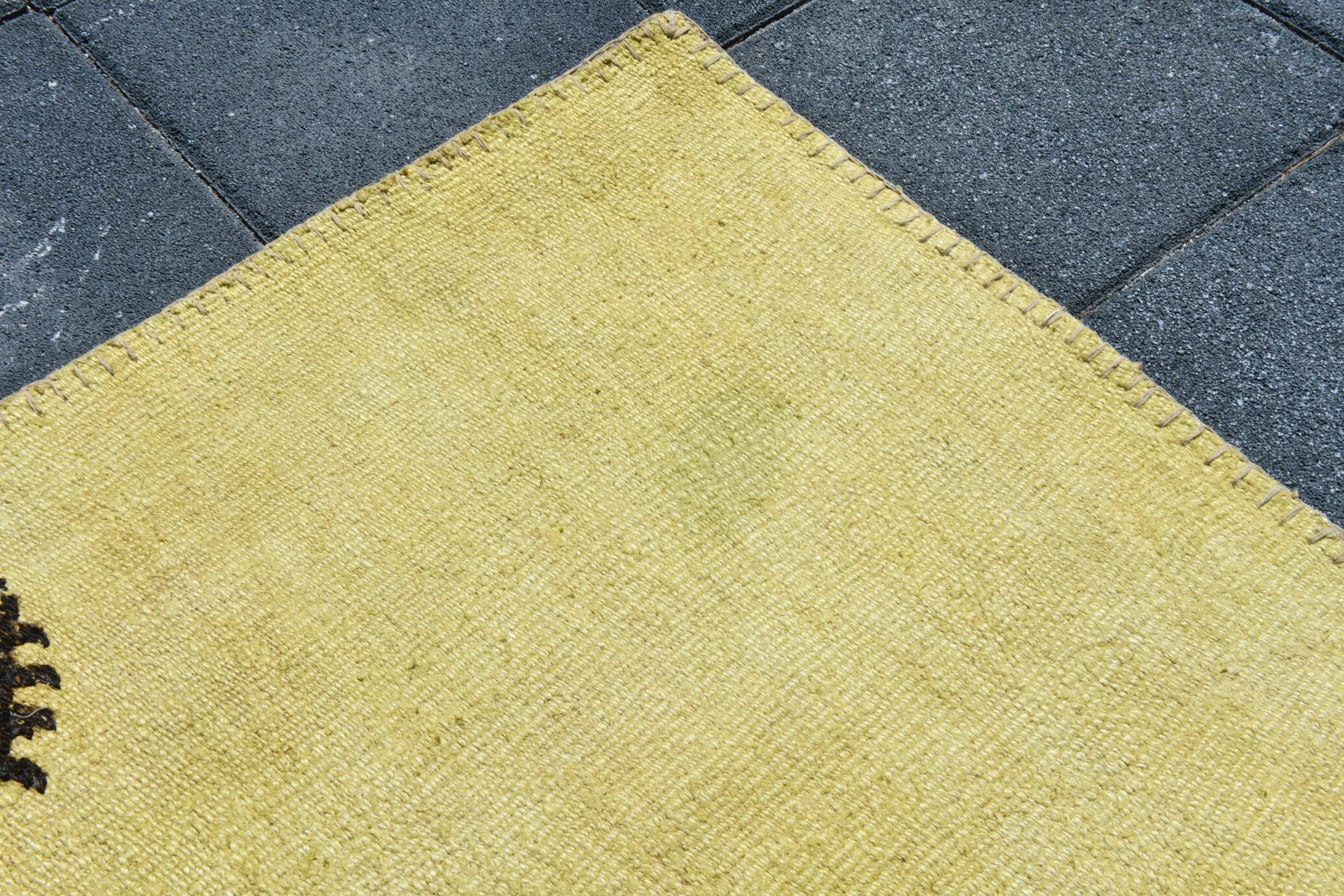 Mustard Yellow Decorative Turkish Kilim Carpet Rug, 212x305 Cm