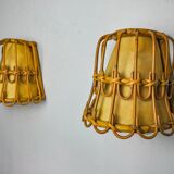 Paire d'appliques en rotin, France, 1960