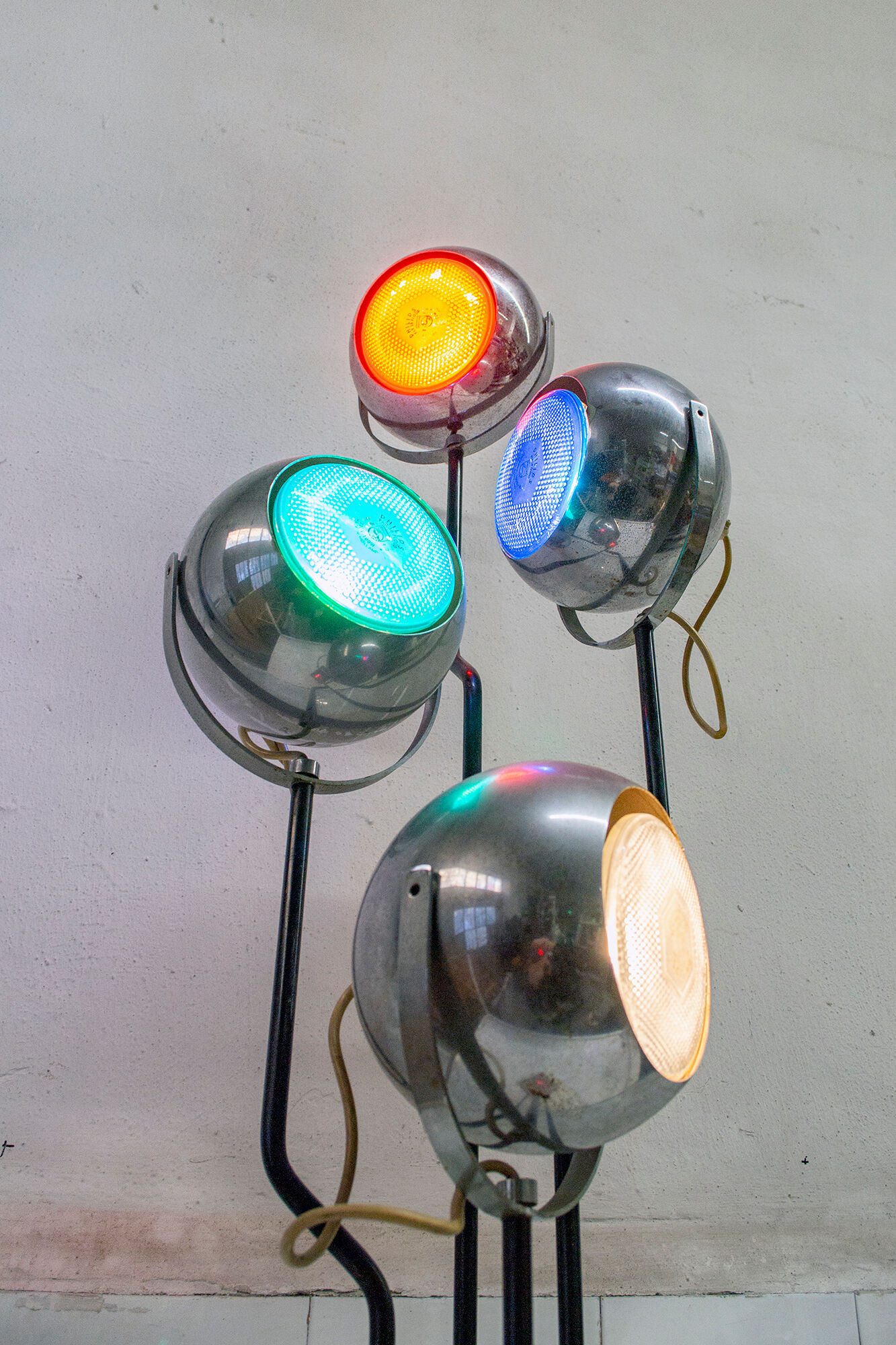 Goffredo Reggiani lamp for Reggiani, double ignition, coloured lights, Italy, 1960s