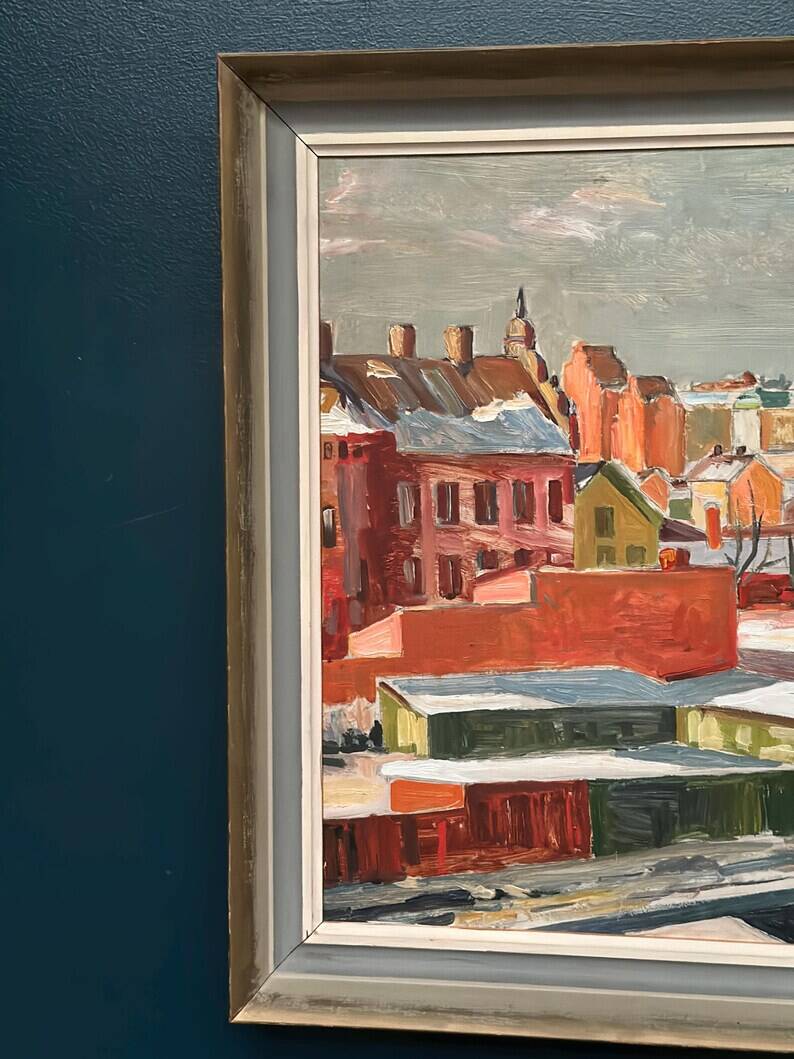 Swedish Oil on Panel“Landscape” by Bertil Lundqvist , Vintage & Framed