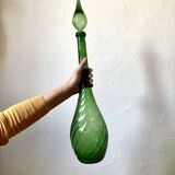 Large green glass bottle / carafe from Empoli, 1960s
