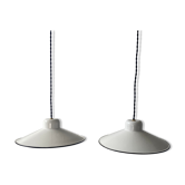Lot 2 white enamelled vintage pendant lamps