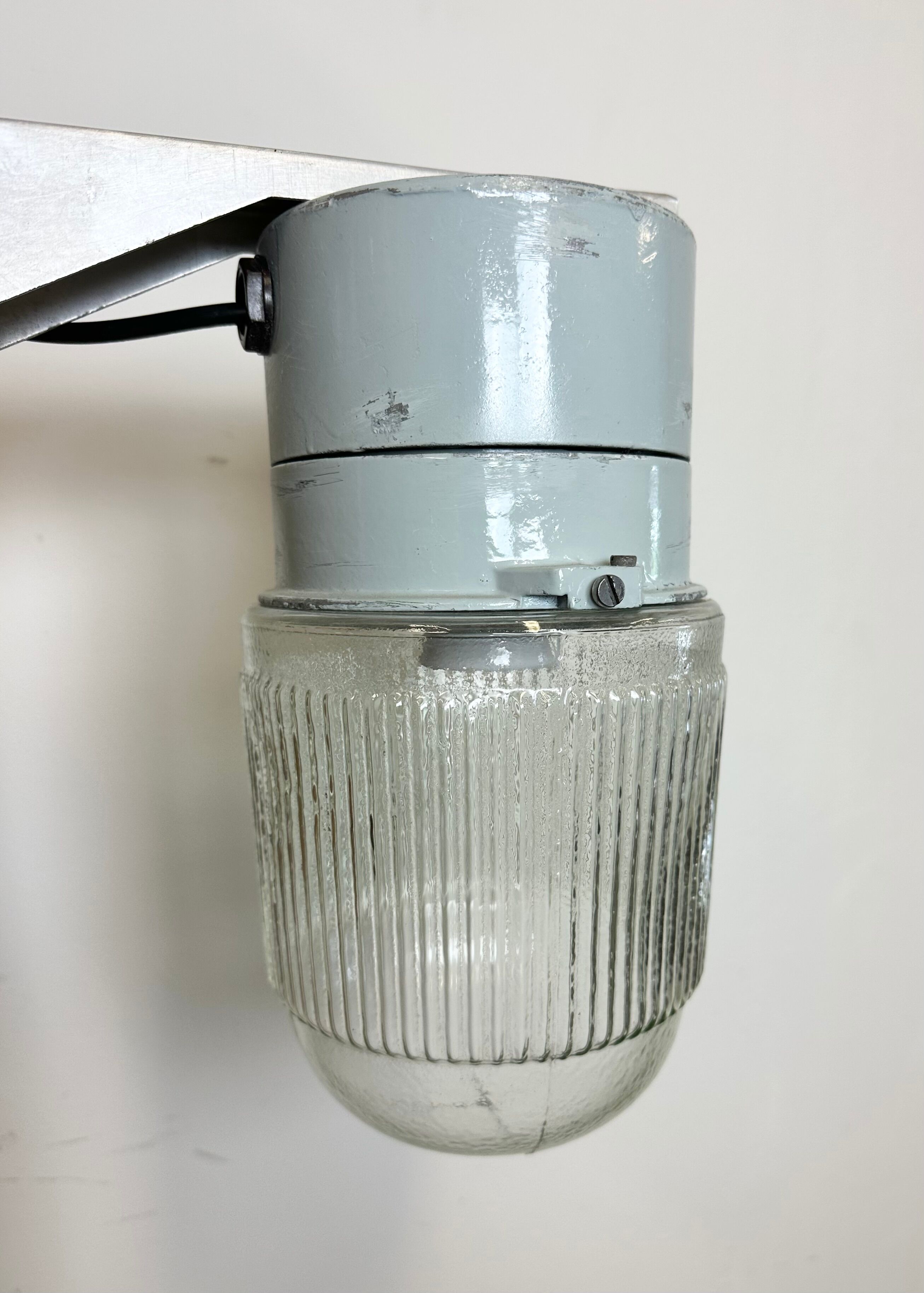 Industrial Aluminium Wall Light with Ribbed Glass from Elektrosvit, 1970s