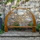 Rattan and leather headboard 140cm vintage 1970