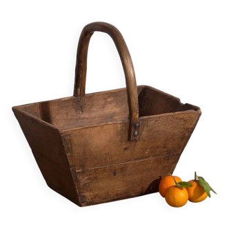 Antique solid wood basket (c.1900) #55