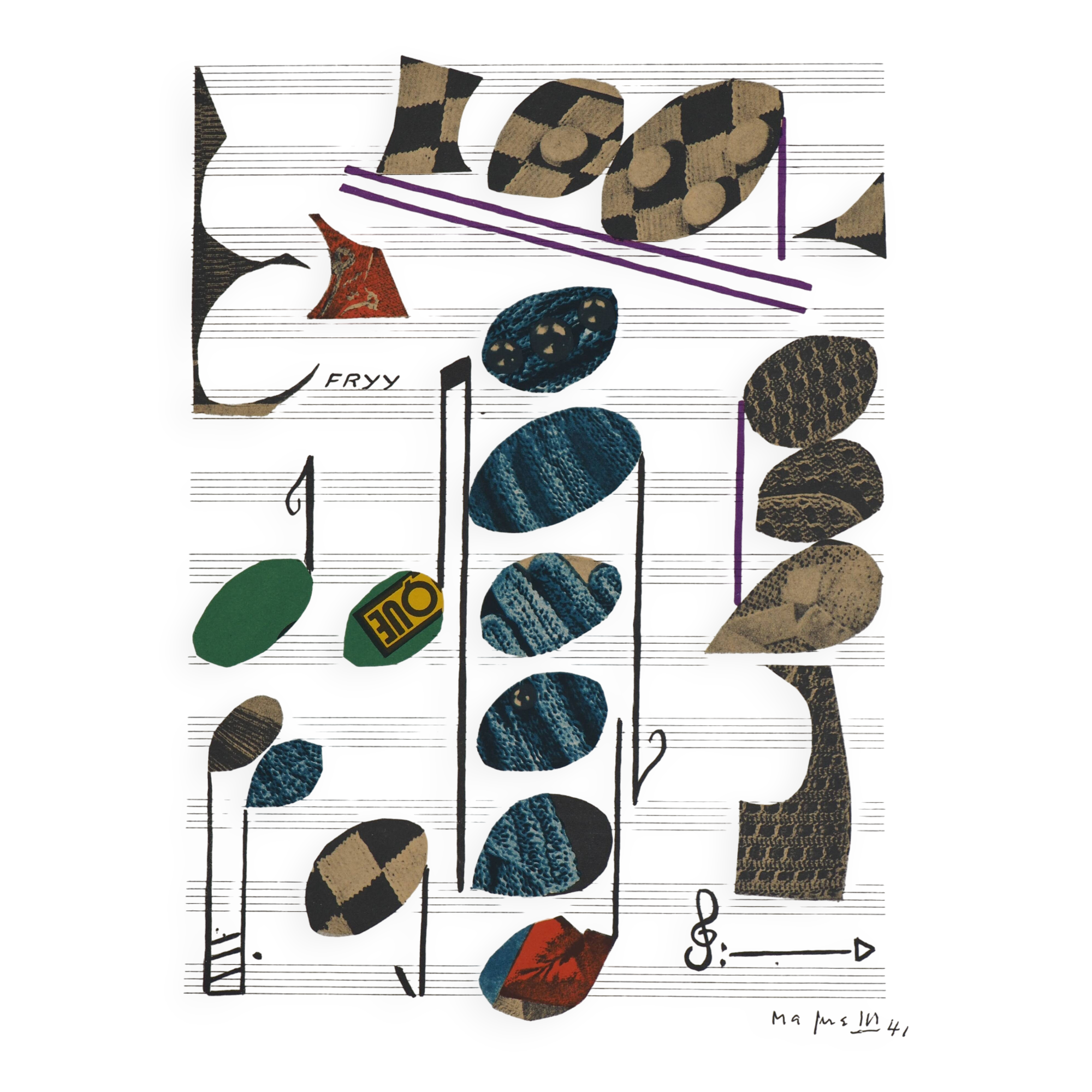 Alberto magnelli: musical composition - signed lithograph