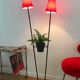 Vintage two-light lamp with plant holder