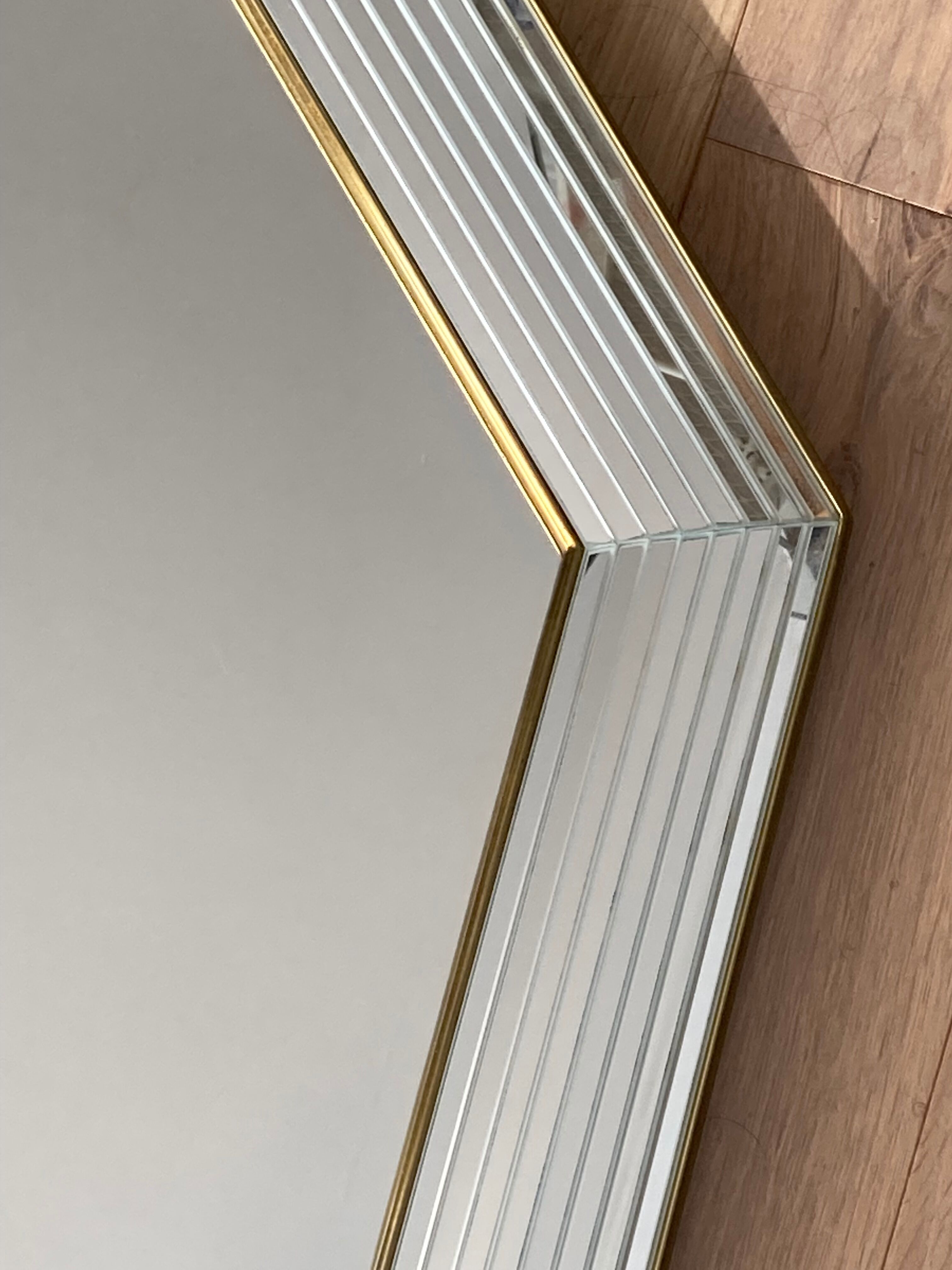 Miroir octogonal en verre années 70