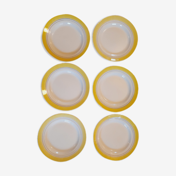 Set 6 assiettes plates jaune pâle