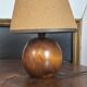Pair of vintage brutalist wooden bedside lamps 1950