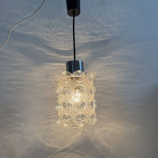 Grande suspension en verre bullé par Helena Tynell pour Limburg, Allemagne, années 1970