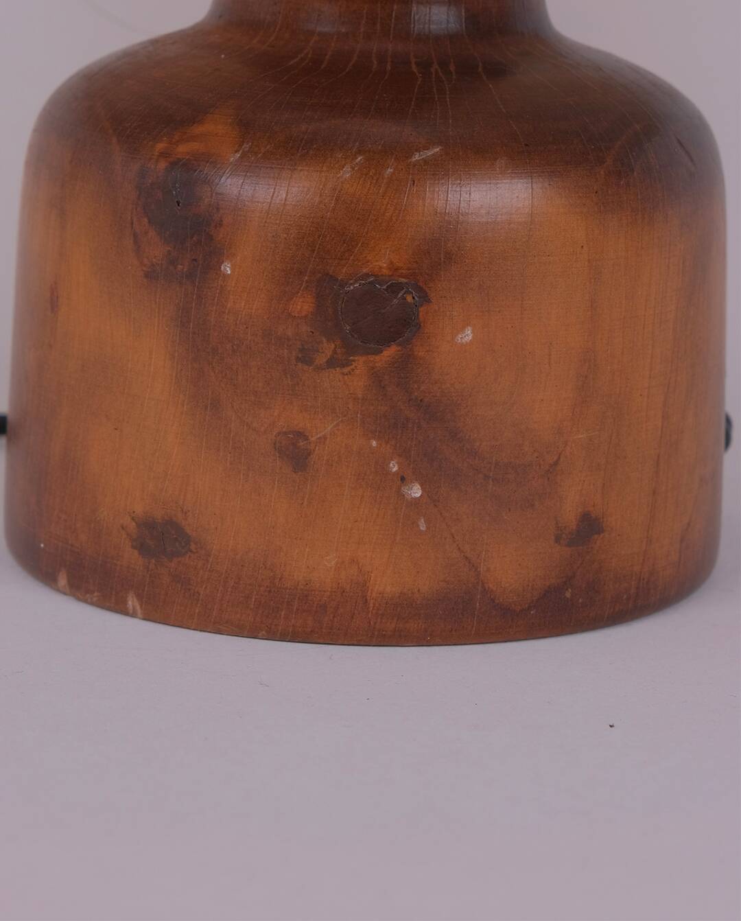 Turned wood lamp and rope shade