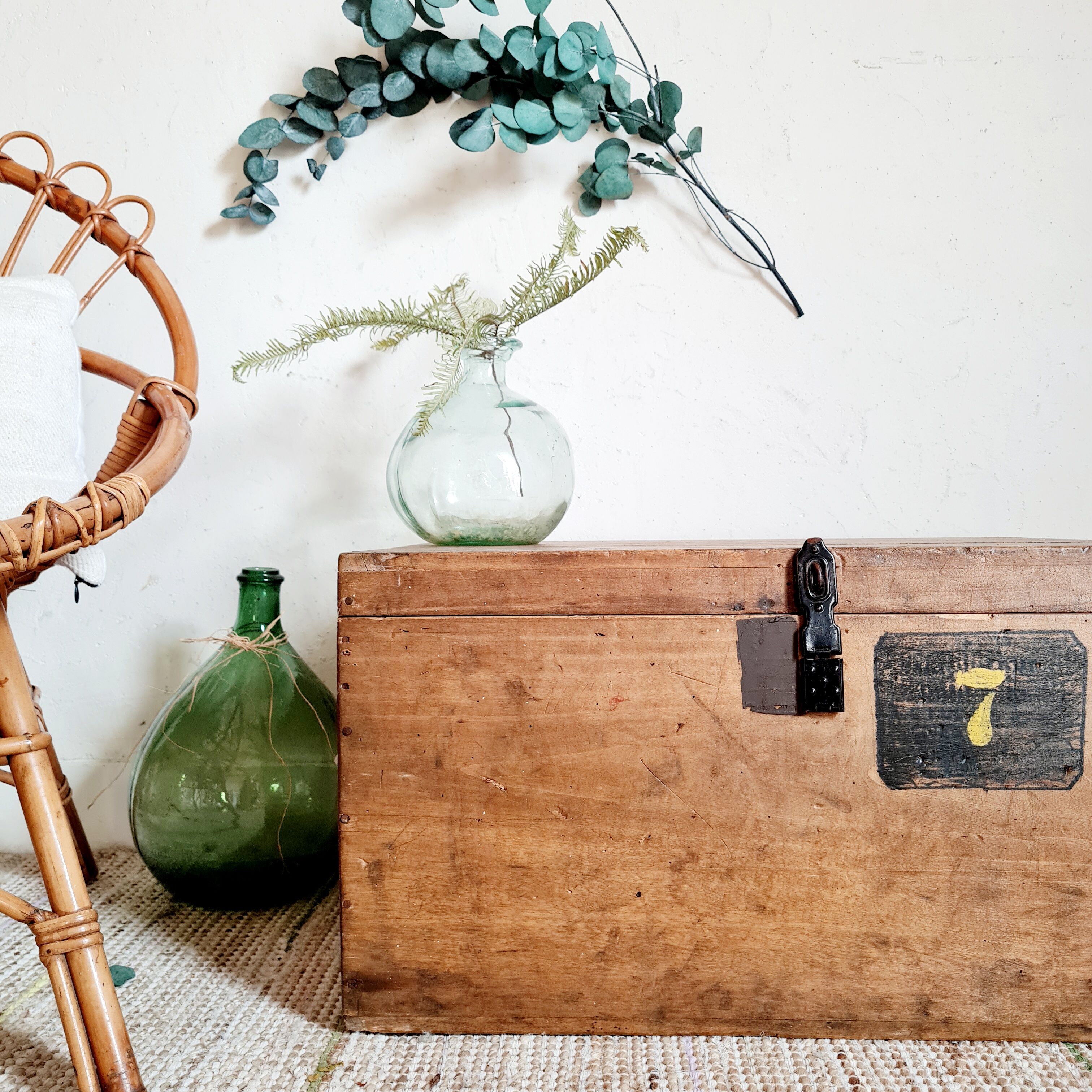 Compartmentalized old wooden chest