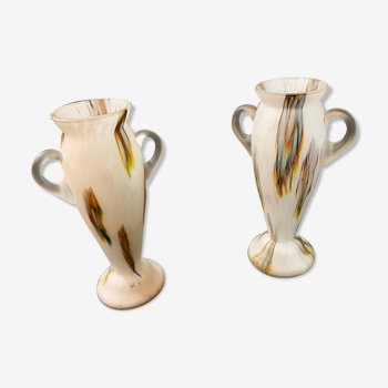 Pair of glass paste vase