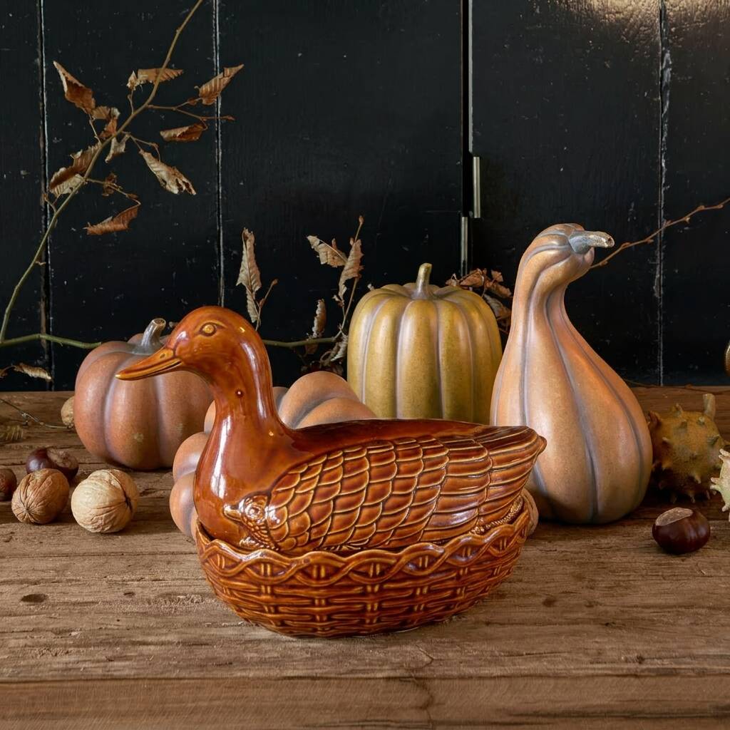 Plat barbotine canard vintage