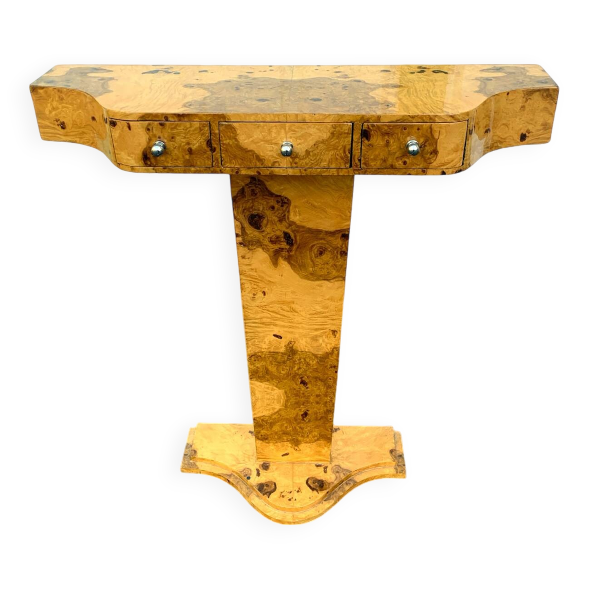 Magnificent Art Deco Elm Burl Console