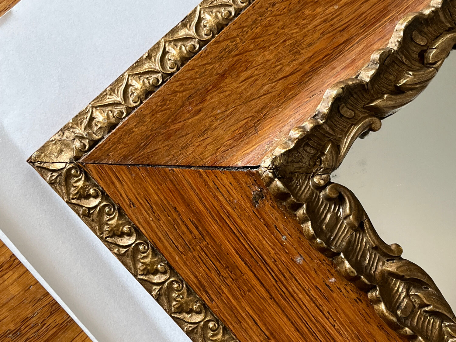 Antique moulded wooden mirror 54 x 47 cm