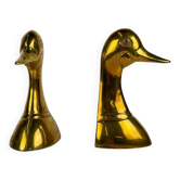 Pair of brass bookends in the shape of a duck's head, 1970.