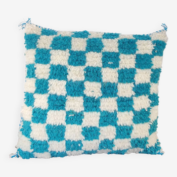 Berber turquoise checkerboard cushion