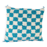 Berber turquoise checkerboard cushion