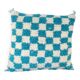Coussin berbère damier turquoise