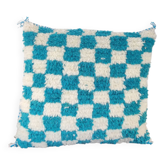 Berber turquoise checkerboard cushion