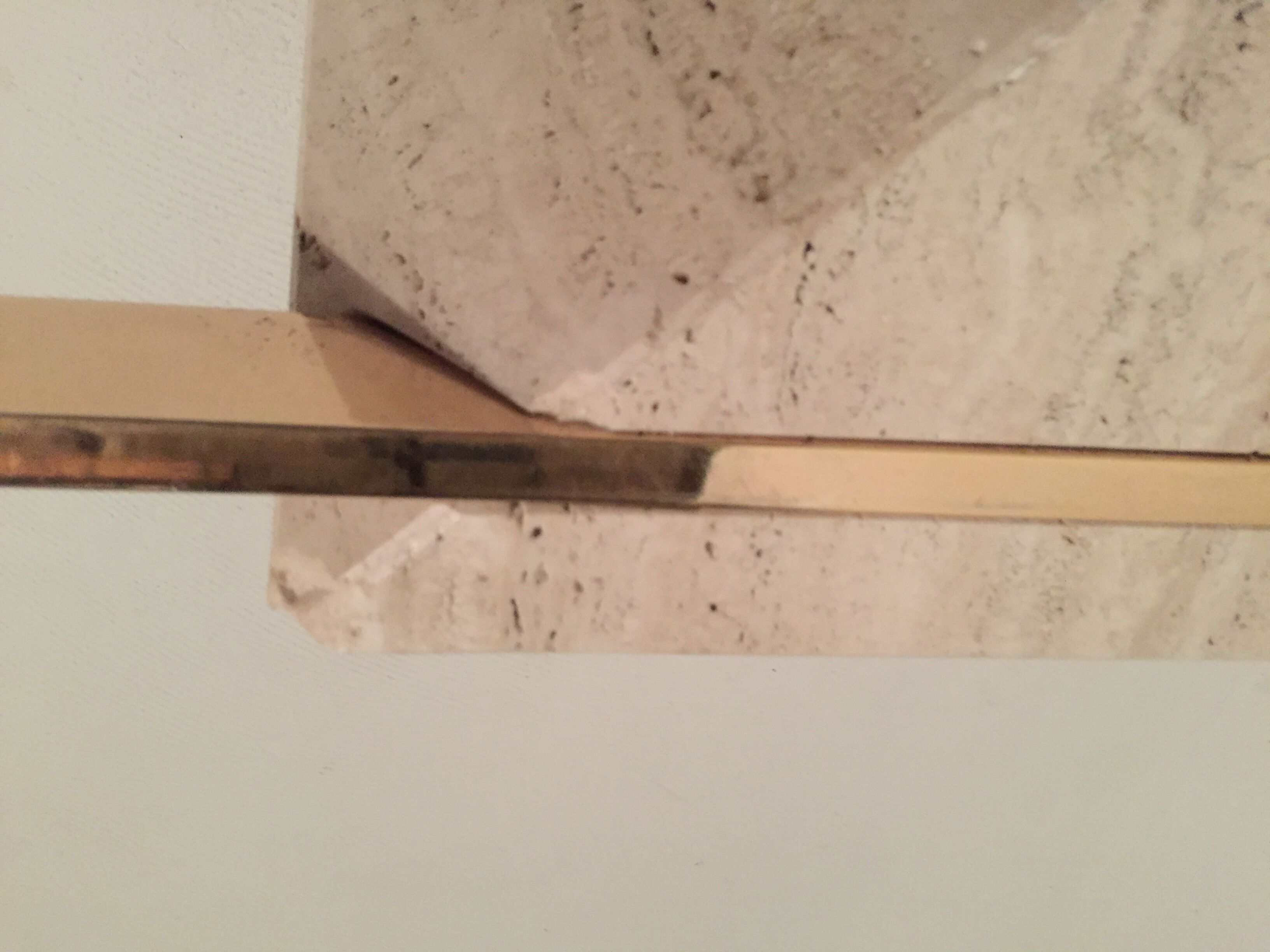 Artedi Italy coffee table in travertine, brass and glass 1970s