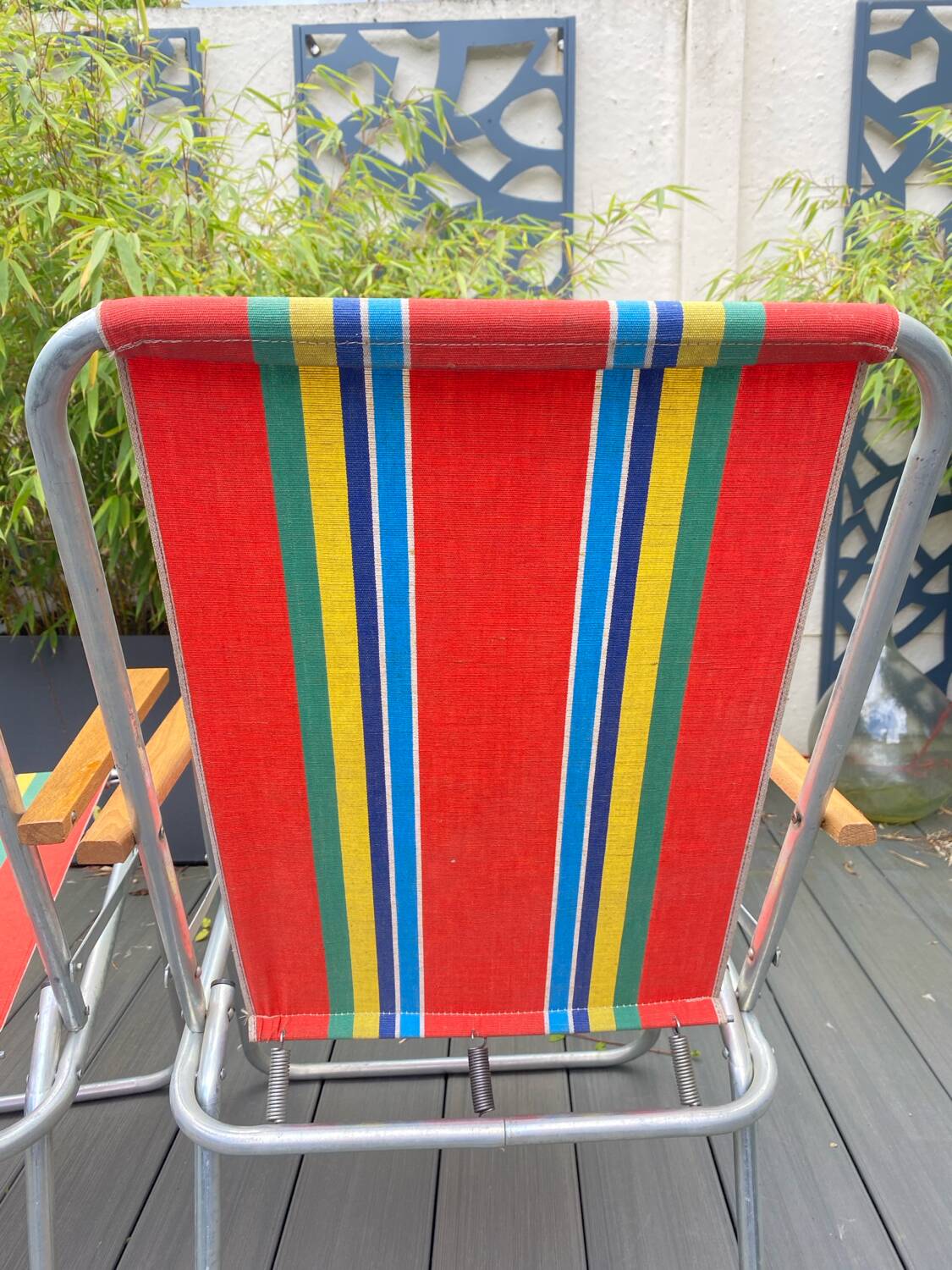 Pair of vintage folding camping chairs