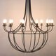 Chandelier en fer vintage large, 12 ampoules