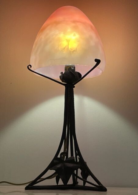 Art Deco lamp glass paste&/ wrought iron