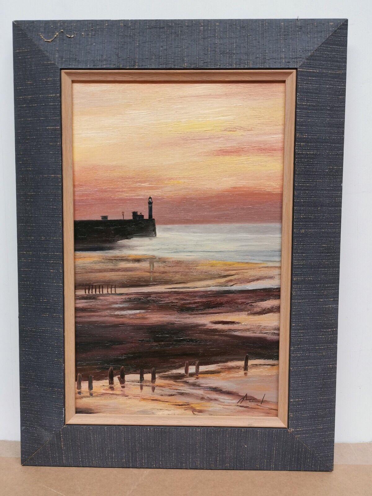 Table , HSP oil signed ACCL . seaside scenery , sunset
