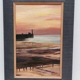 Table , HSP oil signed ACCL . seaside scenery , sunset