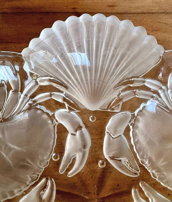 Mikasa crystal salad bowl with seashell and crab design