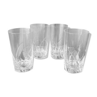 Suite de 4 verres a jus de fruits long drink en cristal taille