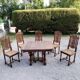 Table en bois massif de hêtre avec 5 chaises bois et cannage .