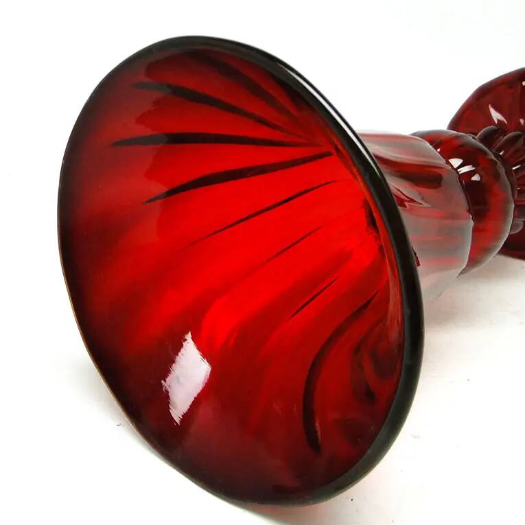 Vase, mid-century modern, red glass, designed by J. Słuczan-Orkusz, Poland, 1970s