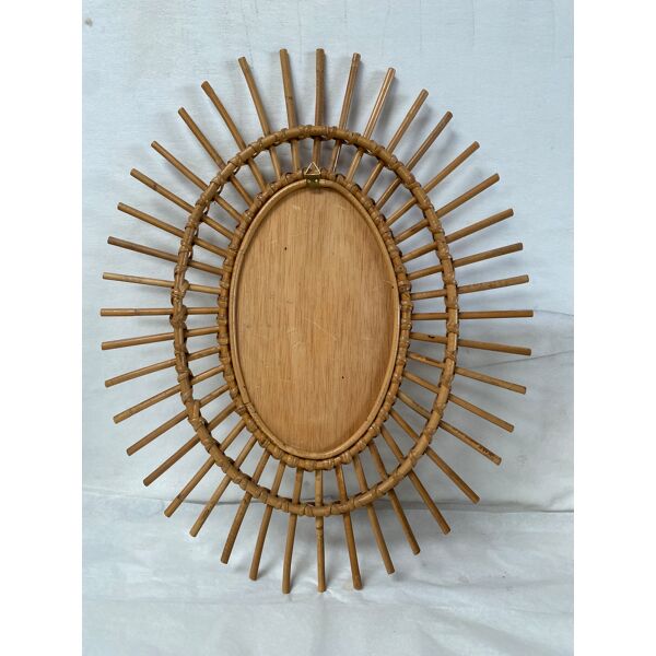 Miroir soleil rotin oval vintage 47x58cm | Selency
