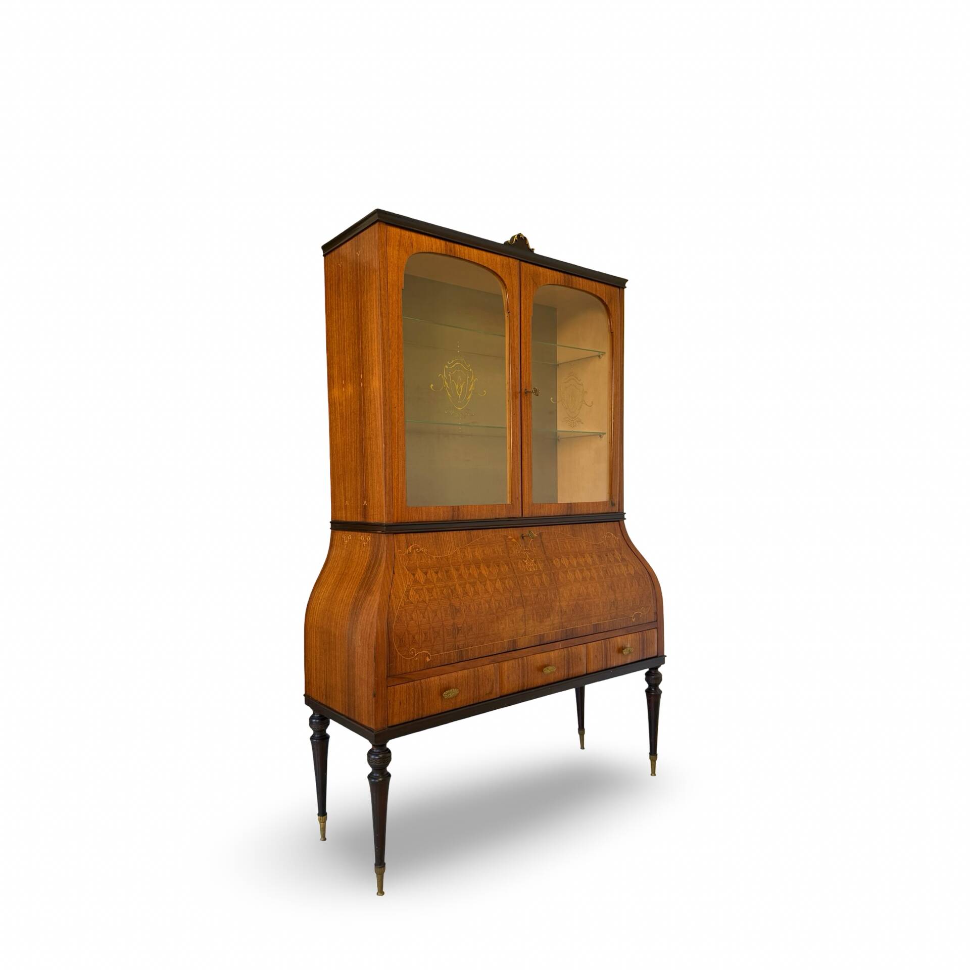 Secretary credenza in marquetry in the Italian Louis XV style from the mid-century, 1960.