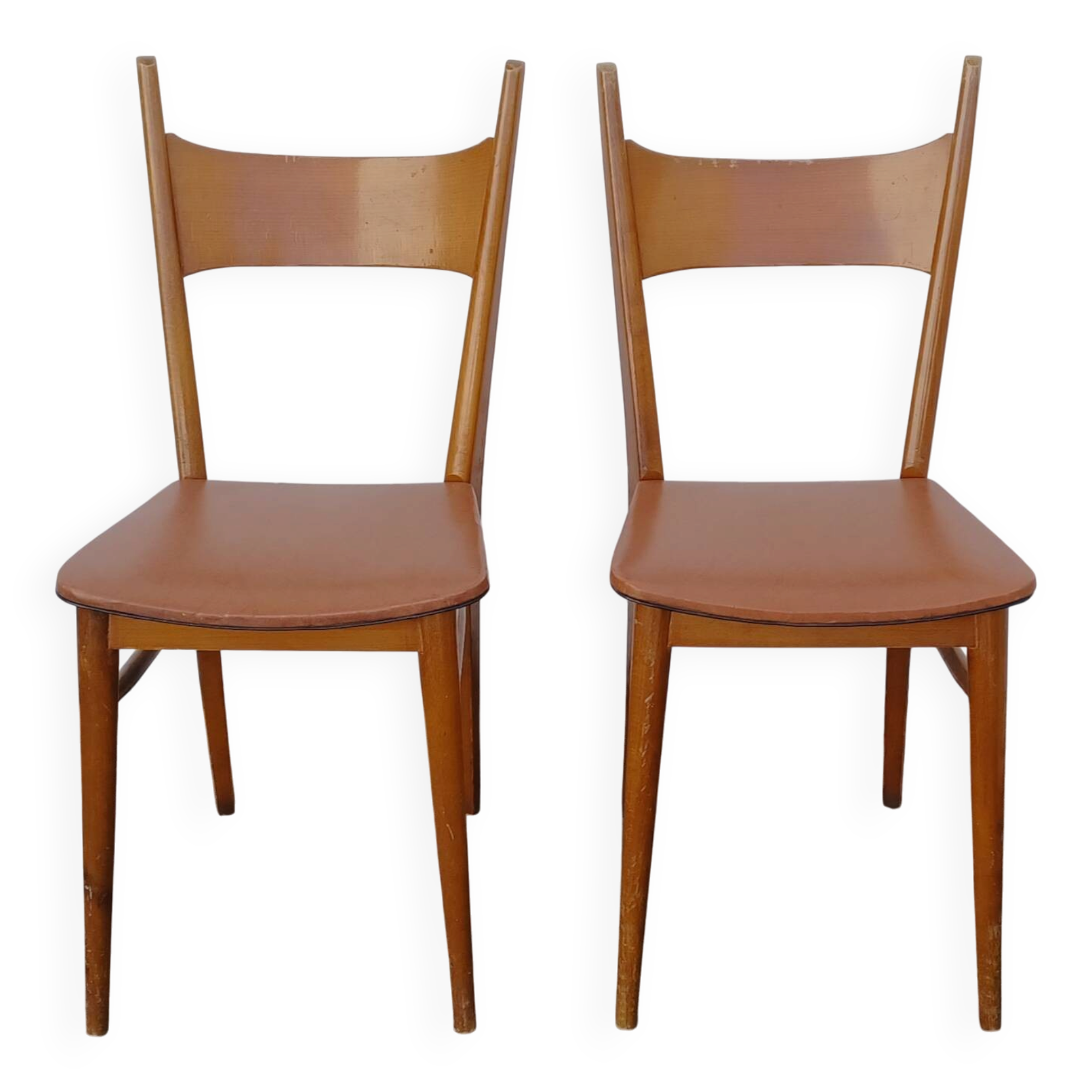 Paire de chaises en hêtre des années 50