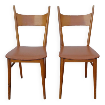 Pair of beech chairs from the 1950s.
