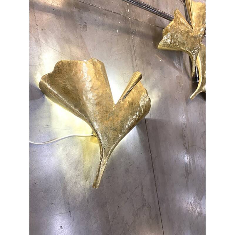 Contemporary Italian Brass Leaf Wall Sconce by Simoeng